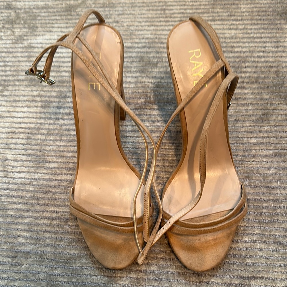 RAYE Women's Suede Beige Strappy Heels